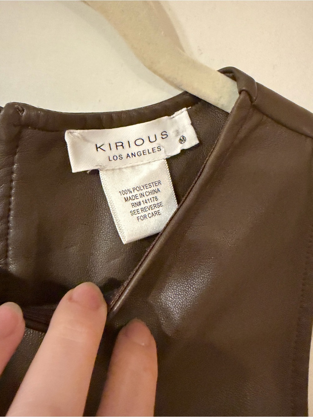 Kirious Brown Faux Leather Cropped Tank Top - Picture 4 of 4